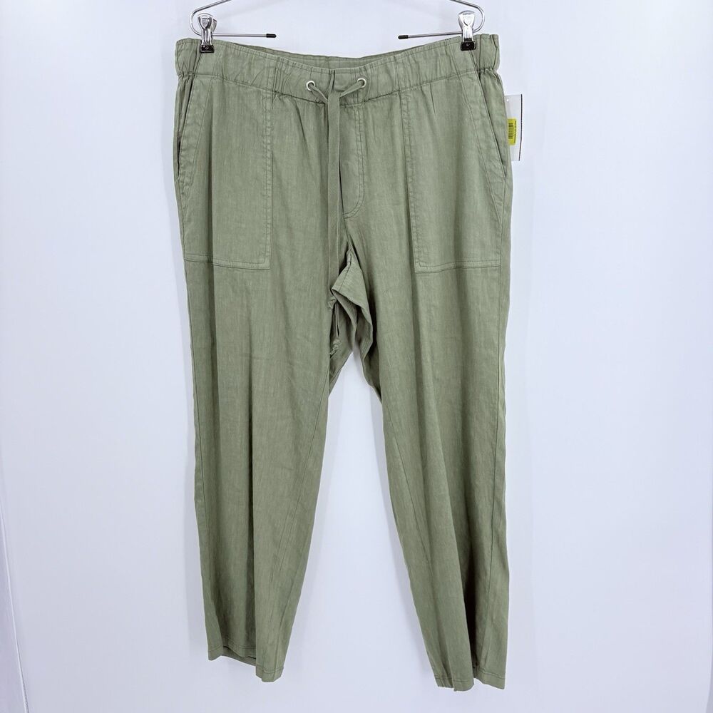 Kut From The Kloth Rosalie Linen Relaxed Drawstring Pants Womens XL Coastal - Picture 2 of 10